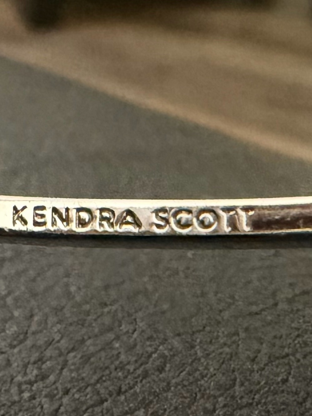 Kendra Scott Silver Cuff Bracelet with Dark Green Gemstone Ends - Picture 2 of 2